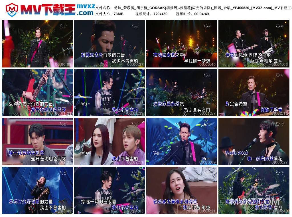 杨坤_萧敬腾_胡宇桐_CORSAK(胡梦周)-梦里花(闪光的乐队)_国语_合唱_YF400520